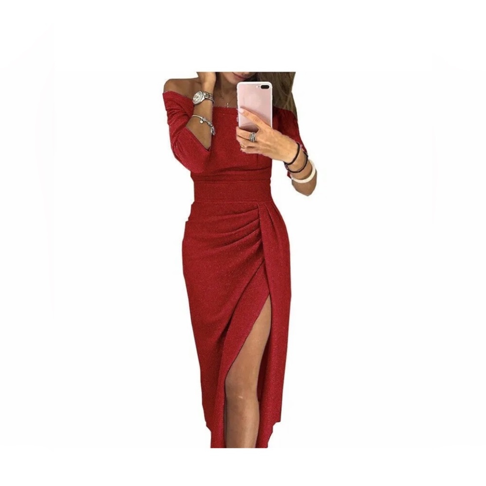 Sexy Red off shoulder women’s bodycon dress 🔥
